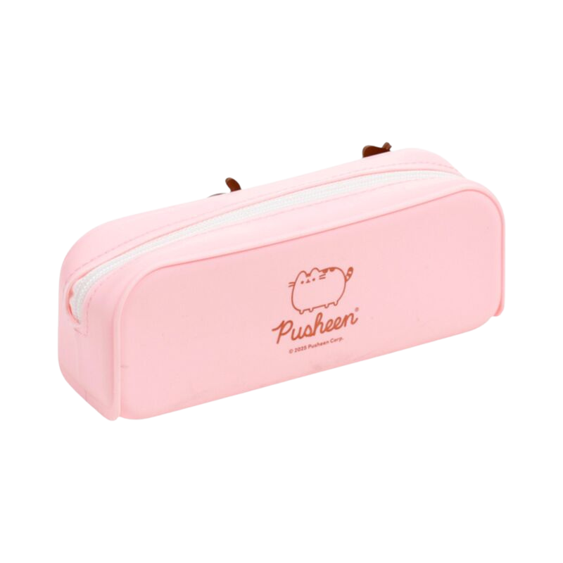 Trousse Pusheen en silicone rose avec étoiles et cœurs