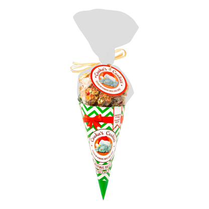 Festive cone of chicken and tuna treats for dogs