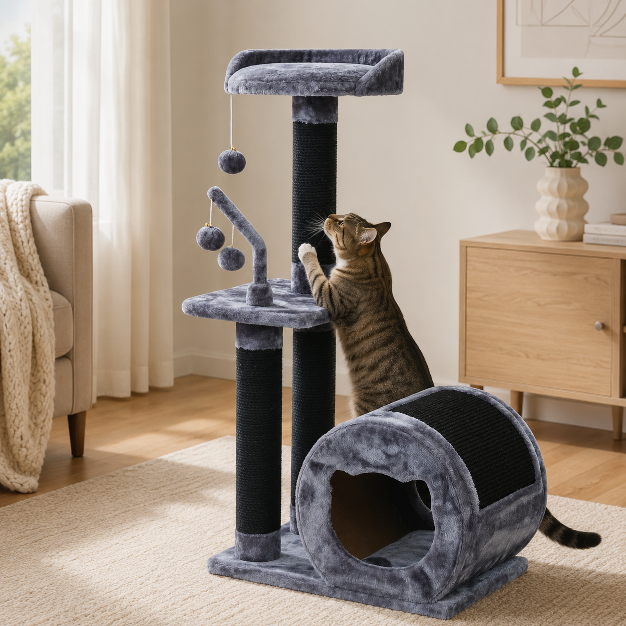 Stockholm cat tree with cat house and scratching posts