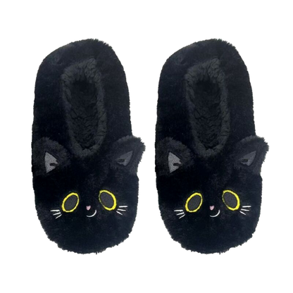 Rutschfeste Hausschuhe Lucky die schwarze Katze