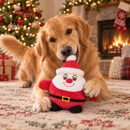 Peluche Père Noël avec couineur pour chiens