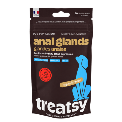 Complemento alimenticio para las glándulas anales de los perros