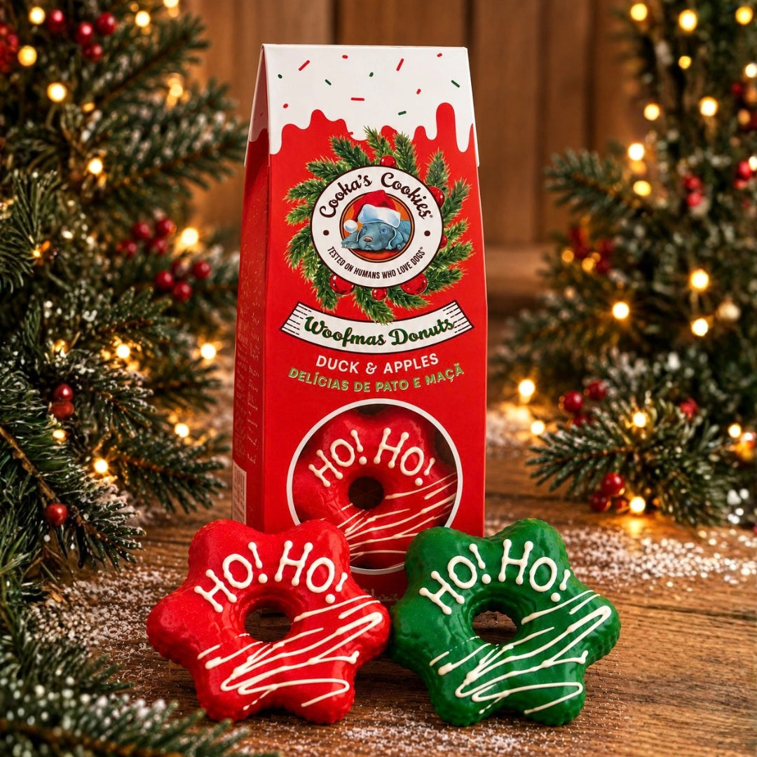 Donuts estrellas de Navidad de pato y pavo para perros