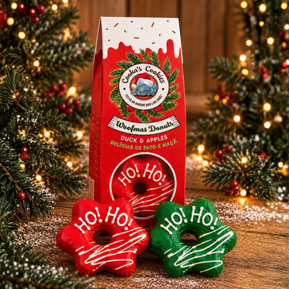 Donuts estrellas de Navidad de pato y pavo para perros